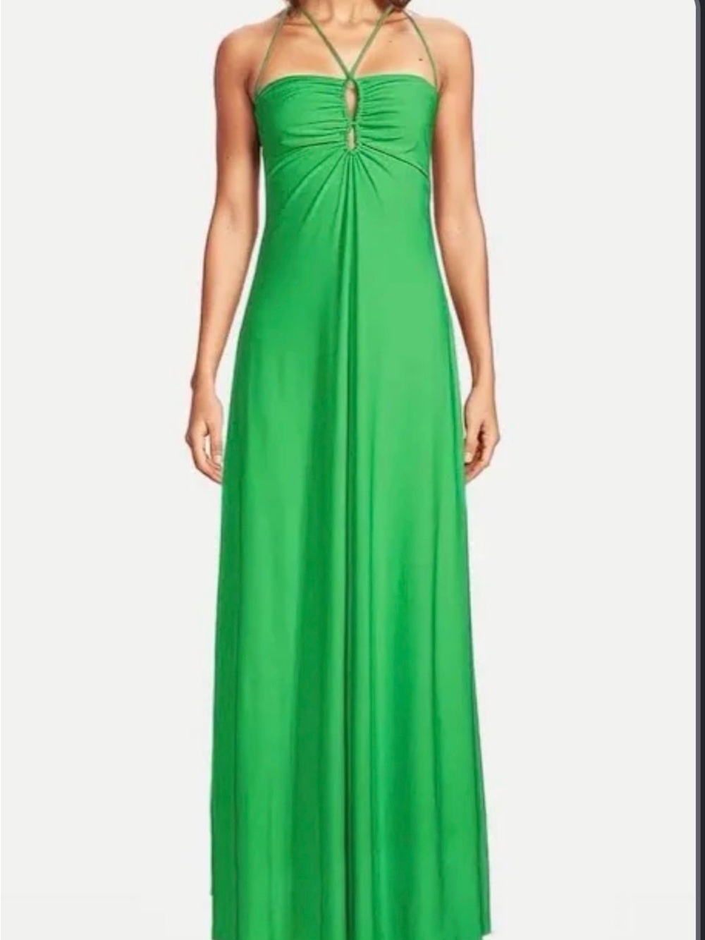 One33 Social. Green Halter Tabitha Jersey Maxi Dress. Size 10